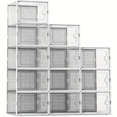 12pcs Clear Plastic Folding Shoes Box - Display Basket Dustproof Shoes Cabinet