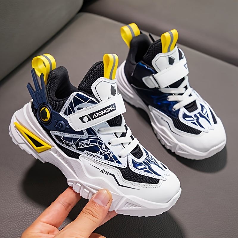 Boys Basketball Shoes Non-Slip Soft Sole Hook & Loop Sneakers