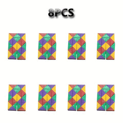 24pcs Mini Snake Cube Puzzle Set Colorful Plastic Magic Snake Toy