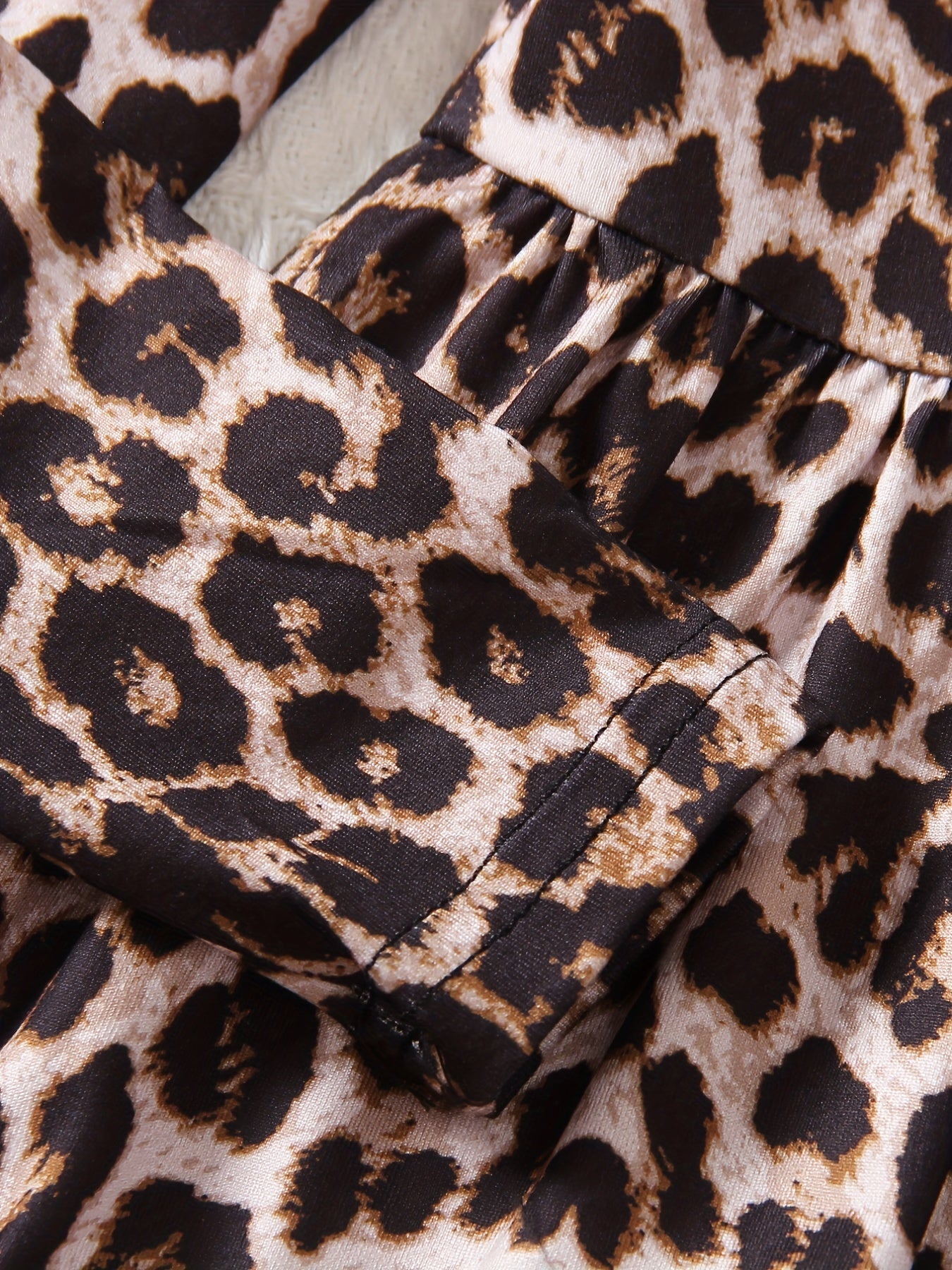 Girls 2pcs Leopard Print Long Sleeve Top & Pants Set Ruffle Casual Kids Clothes