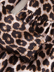 Girls 2pcs Leopard Print Long Sleeve Top & Pants Set Ruffle Casual Kids Clothes