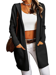 Hooded Loose Pocket Cardigan Fall Winter Knit Women's Clothing