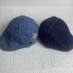 Denim Rhinestones Five star Beret for Men and Women
