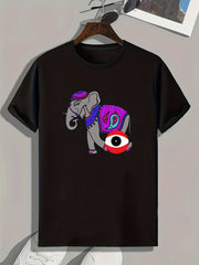 Elephant Print Men's Graphic T shirt Casual Comfy Tees For Summer