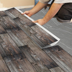 10pcs Grey Wood Peel and Stick Floor Tile - Waterproof - Easy Install - 6 x 35
