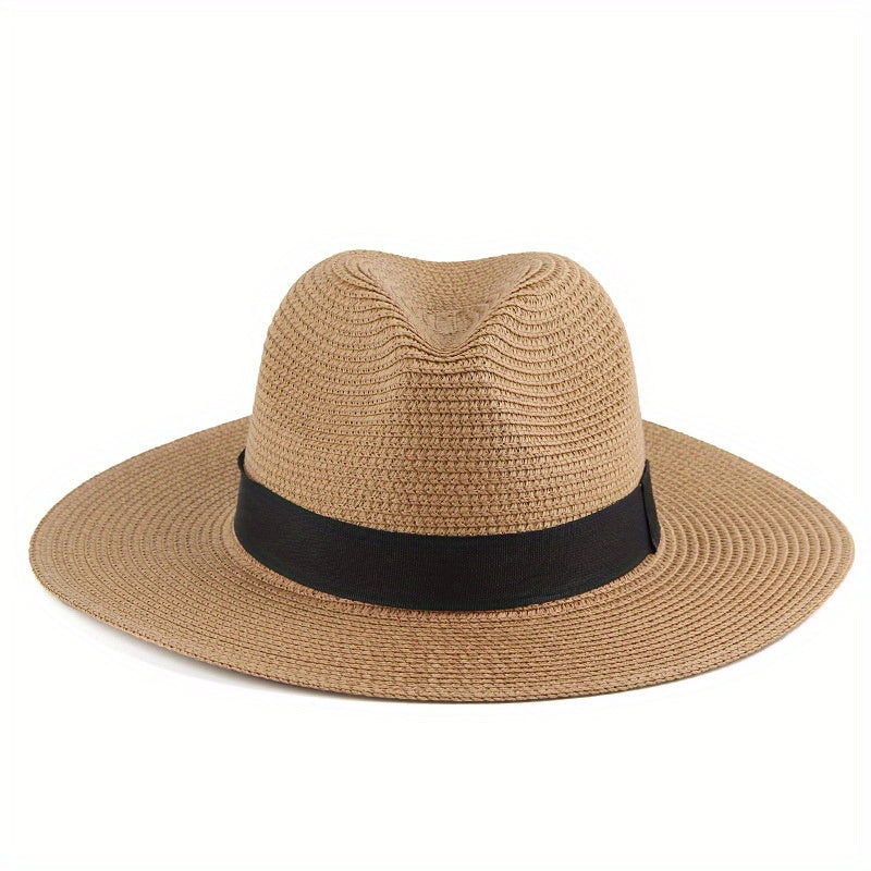 Casual Sunshade Straw Hat Wide Brim Spring Summer Travel Unisex