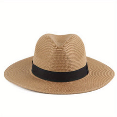 Casual Sunshade Straw Hat Wide Brim Spring Summer Travel Unisex
