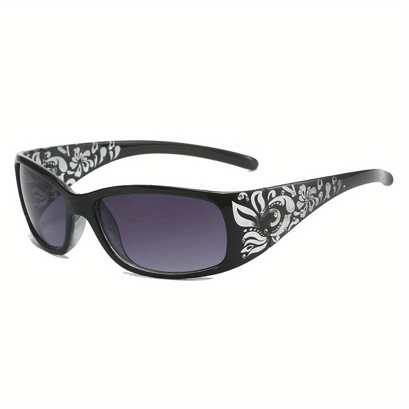 Rhinestone & Flower Pattern Sunglasses UV400
