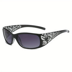 Rhinestone & Flower Pattern Sunglasses UV400