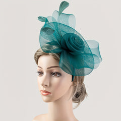 Green Flower Feather Fascinator For Tea Party Derby Hat