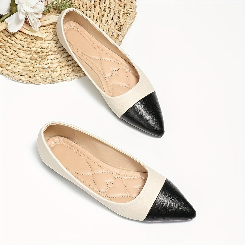 Women's Cap Toe Flats Soft Sole Slip On Shoes