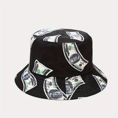 US Dollar Pattern Printed Basin Hat Men's And Women's Street Hip hop Sun Hat