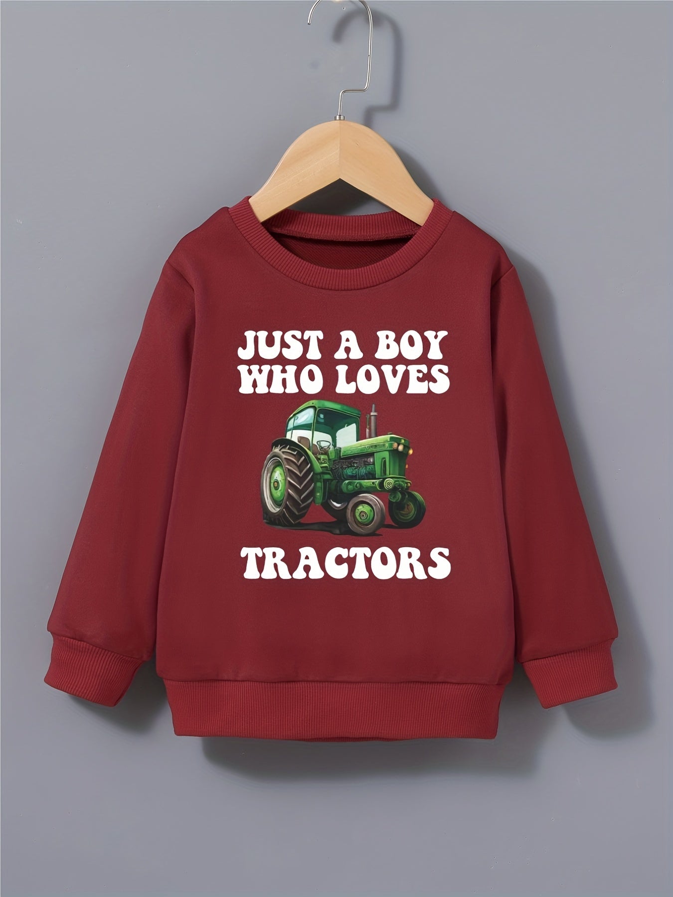 Boys Tractor Print Sweatshirt Round Neck Pullover