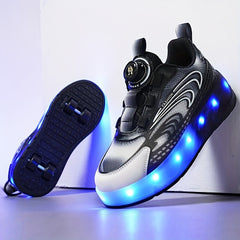 Girl's LED Light Up Roller Shoes With Rotating Buckle