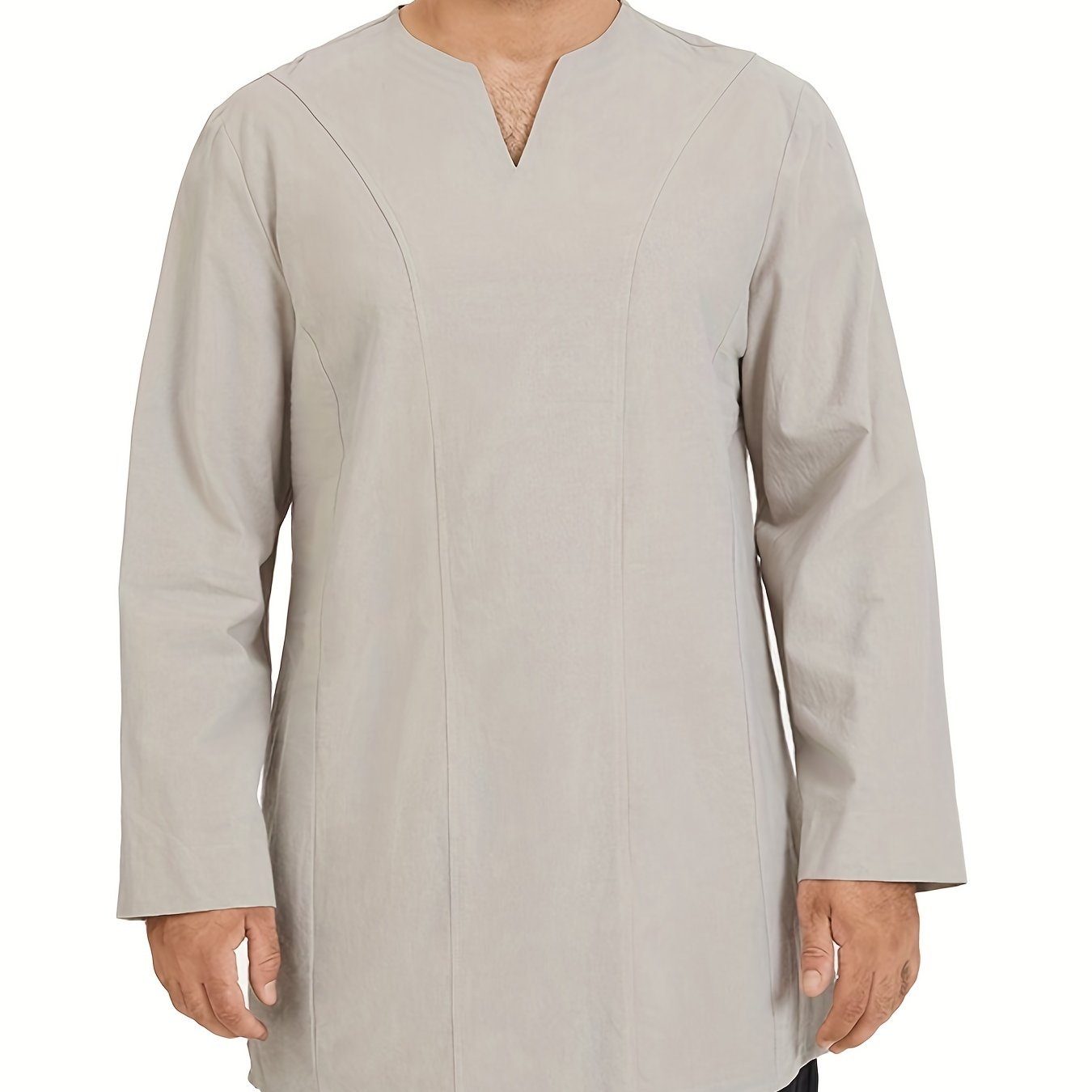 INCERUN Mens V Neck Shirt Formal Dress Long Sleeve Party Tunic Kaftan Top