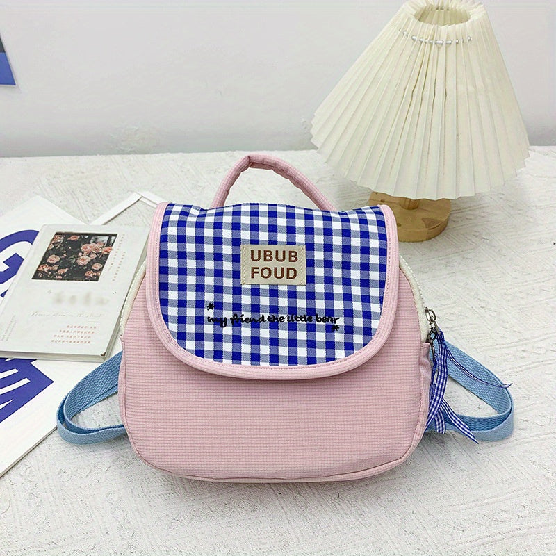 Embroidered Small Canvas Block Backpack for Girls