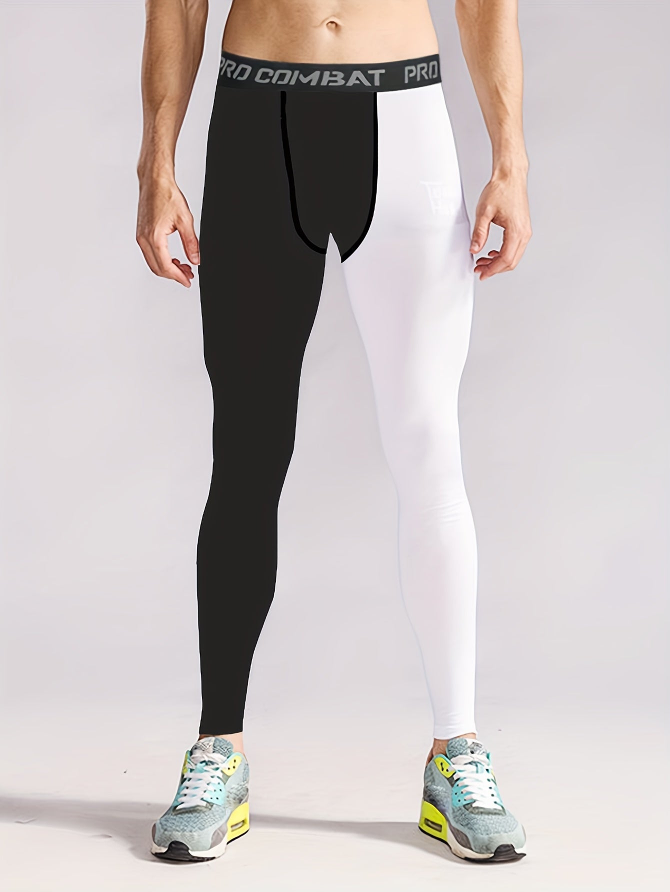 Men's Block Leggings Active Sports Compression Pants