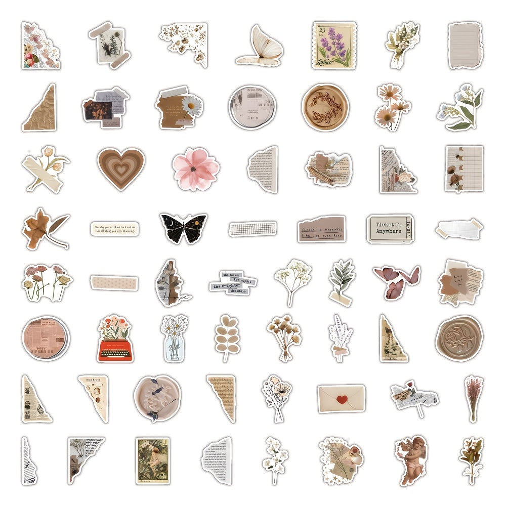 120pcs Vintage Vinyl Stickers for Water Bottles Laptop Scrapbook