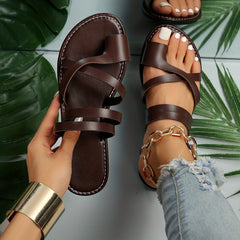 Women's Cross Straps Flat Sandals Slip On Open Toe Non Slip Slides Shoes