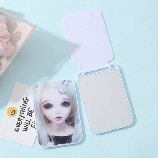 Girl Pattern Makeup Mirror Square Princess Mirror Folding Portable Makeup Mirror