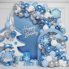 Snowflake Balloon Garland Arch Kit Winter Wonderland Party Decorations