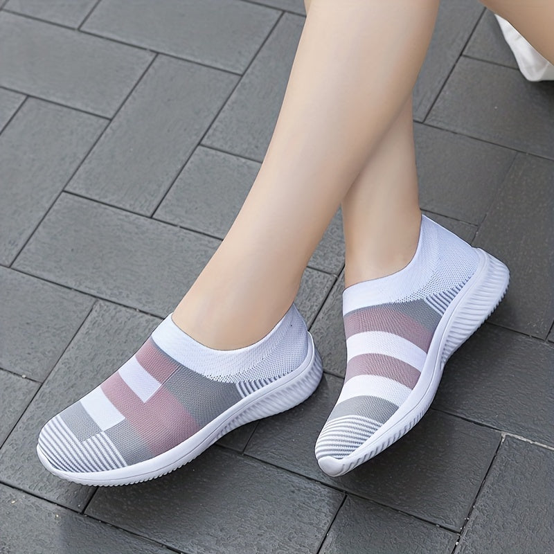 Women's Lightweight Knitted Flats Shoes Breathable Sports Shoes