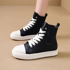Solid Flat High Tube Sports Sneakers Slip resistant Wear resistant Sport Shoes