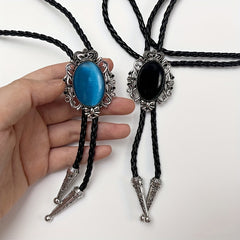 Men's Retro Stone Buckle Ties Adjustable Neckties