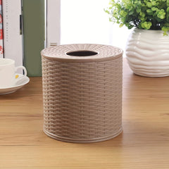 Stylish Round Woven Tissue Storage Box