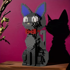Jiji Cat Building Block Set with Red Bow Tie Ideal for Decor & Gift
