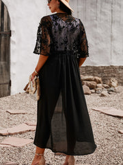 Floral Mesh Lace Crochet Cardigan Kimono Beach Cover Up Long Dress