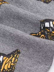 Kid's Excavator Pattern Pajama Set Long Sleeve Top & Pants