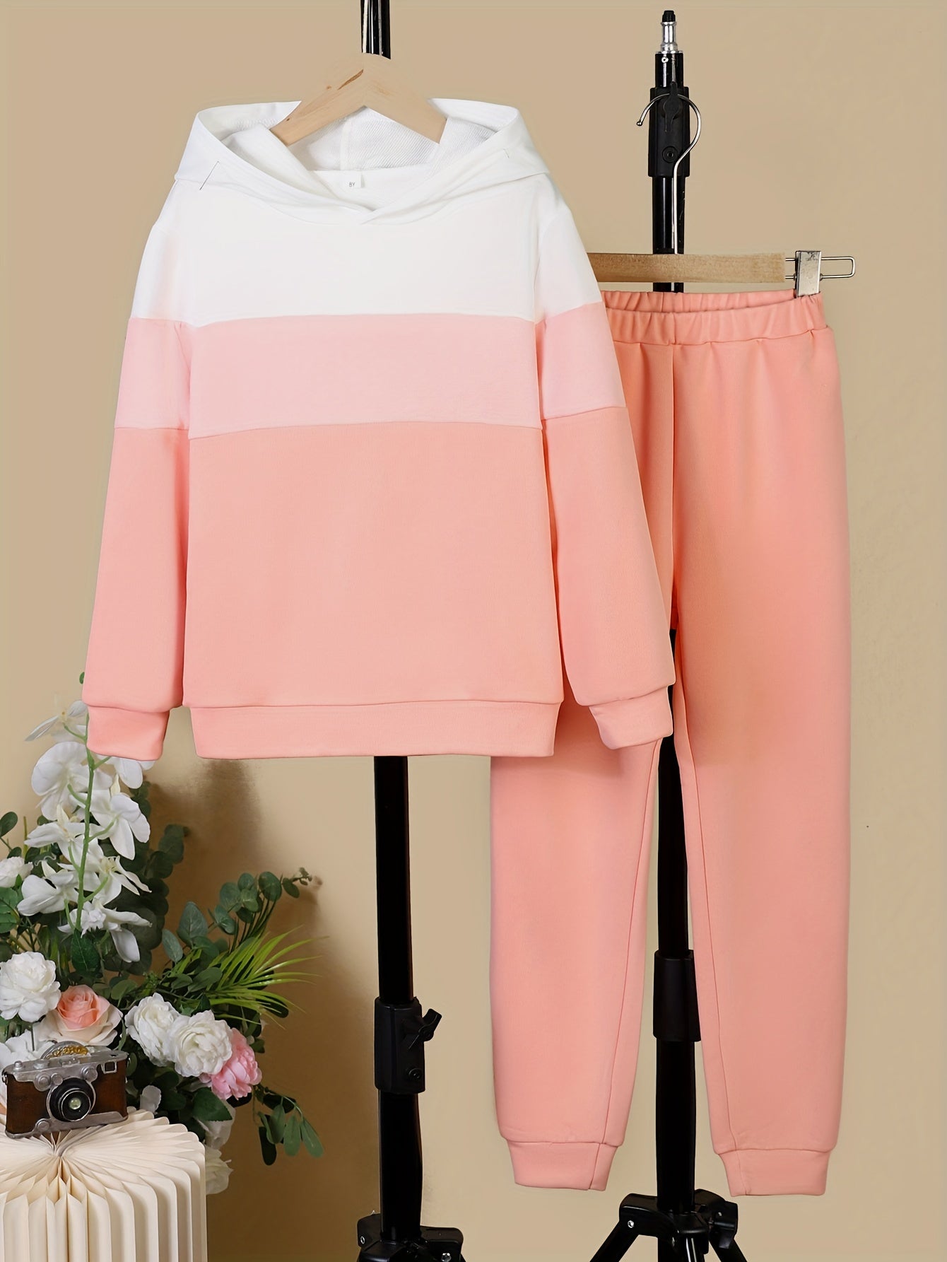 Gradient Stripe Girl's 2pcs Hoodie & Sweatpants Set