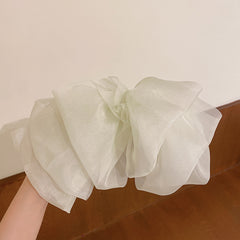 Chiffon Spring Clip Ponytail French Bow Barrette Hair Bows for Women
