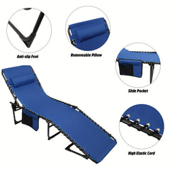 1pc Folding Lounge Chair Adiustable Lounger Outdoor Indoor Folding Chairs