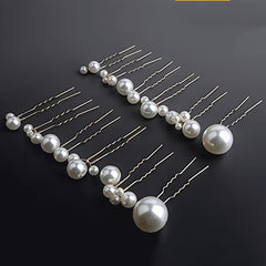6pcs Faux Pearl Hair Pins Golden Silvery Hair Accessories for Bridal Women
