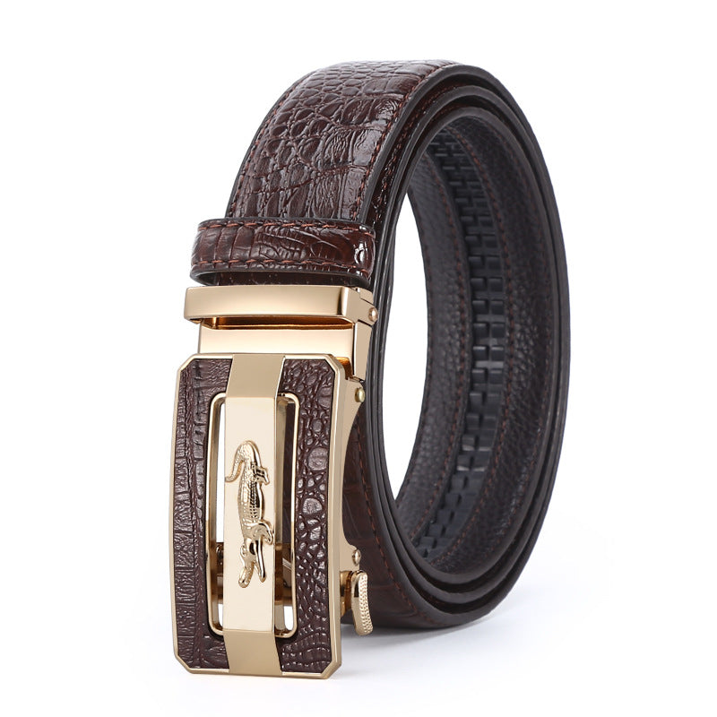 Men's Automatic Buckle Crocodile Pattern Cowhide Belt