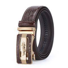 Men's Automatic Buckle Crocodile Pattern Cowhide Belt
