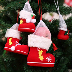 1pc Christmas Candy Boot Gift Bag Small Ornament Decoration