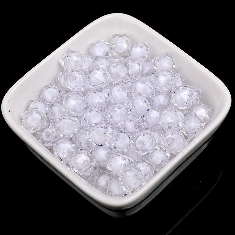 100 Pcs 8mm Square Acrylic Faceted Beads DIY Jewelry Accessory Beads