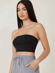 Crop Tube Top Solid Casual Top for Women