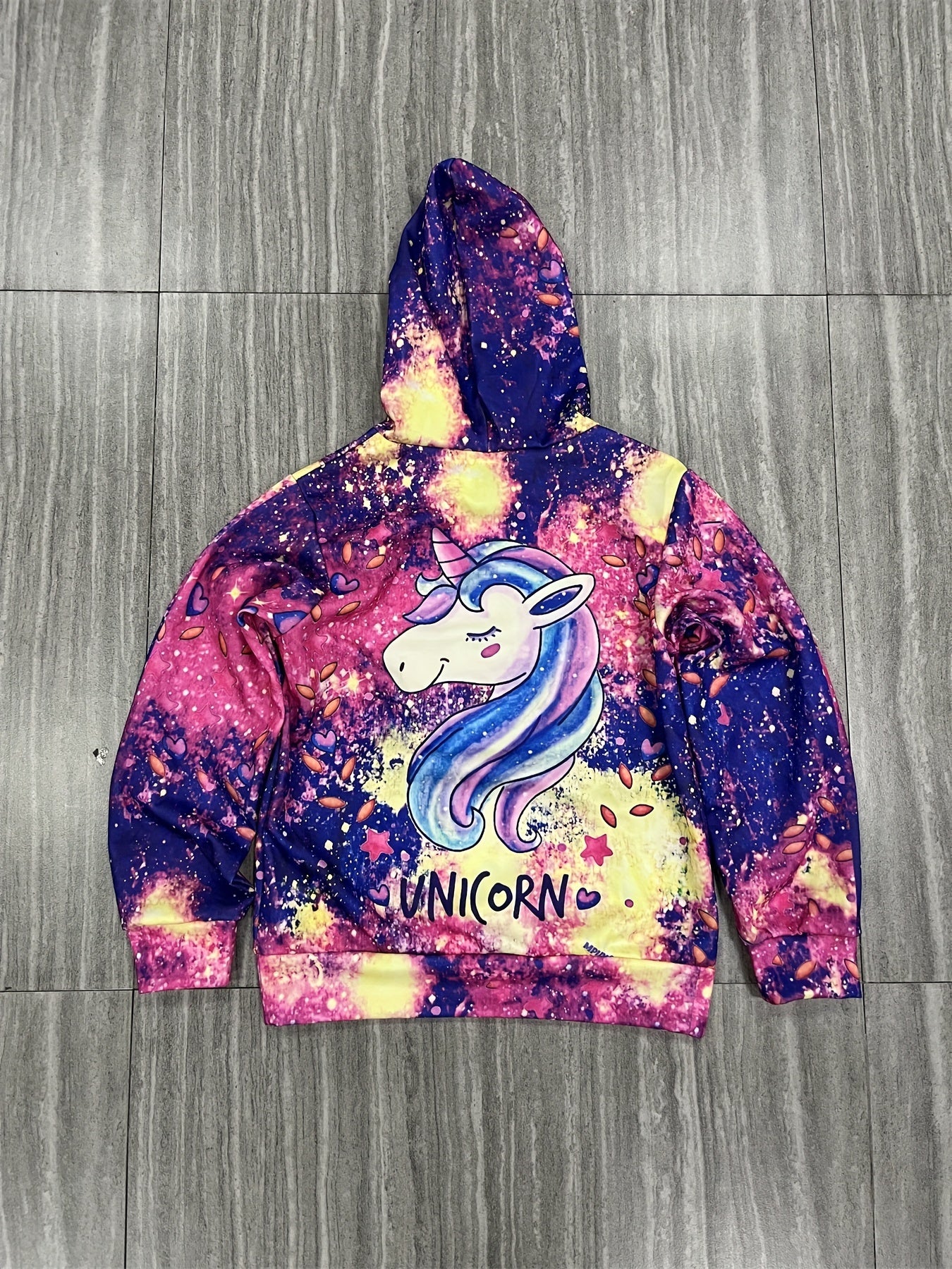 Girl's 3D Cartoon Horse Print Hoodie Outdoor Sweatshirt