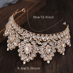 Baroque Crown and Tiara Golden Crystal Bride Wedding Queen Crowns Decorative