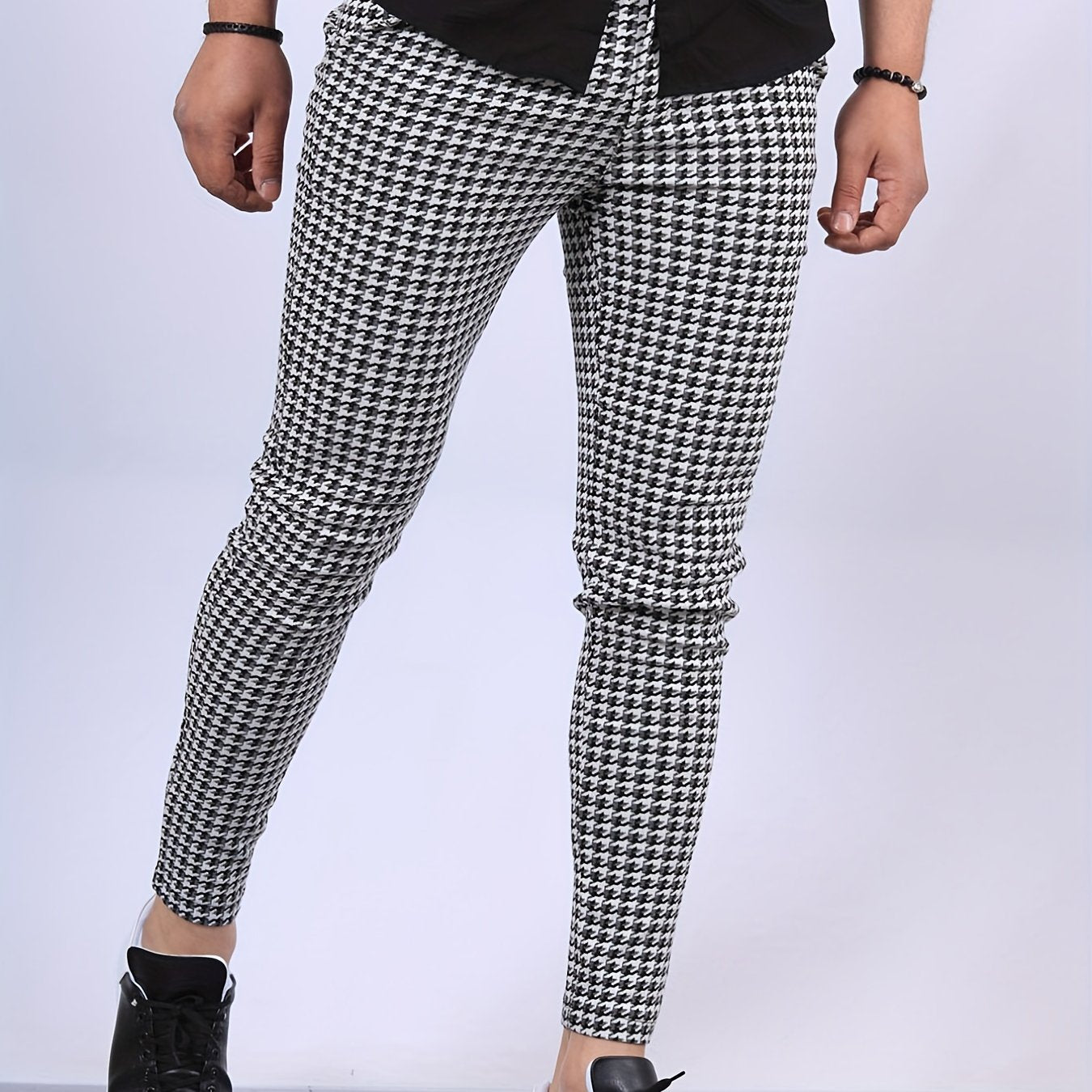 Men's Plaid Stretch Dress Pants Vintage Style for Party Banquet