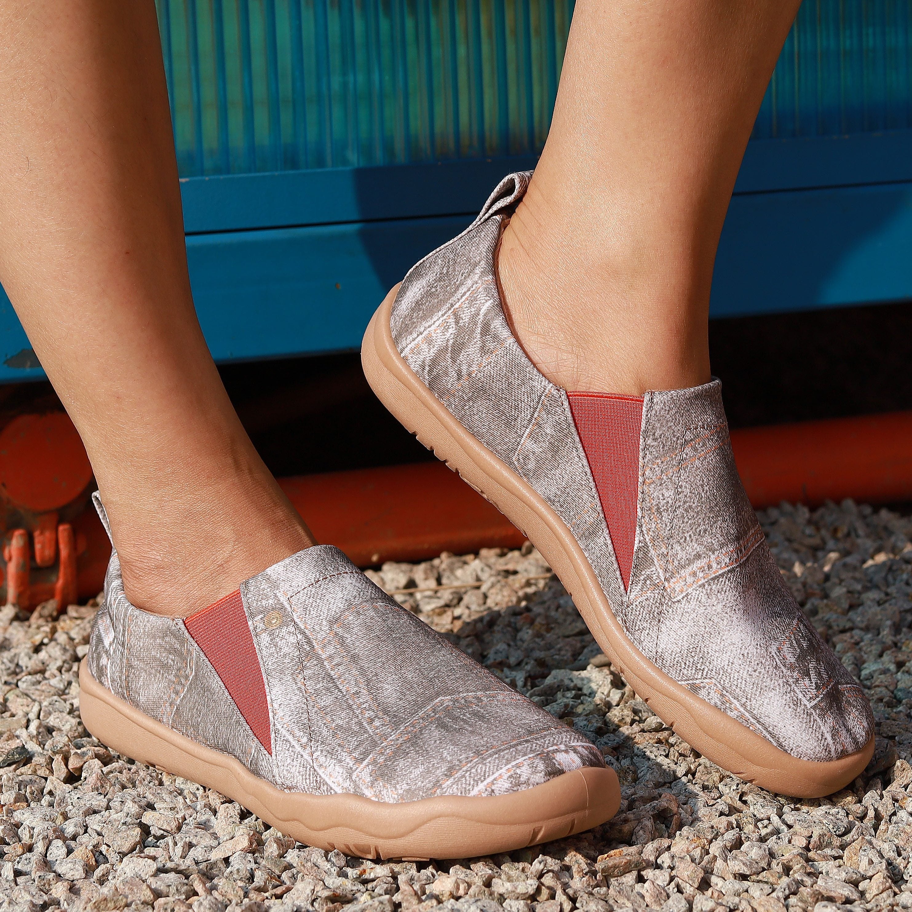 Women's Colorblock Canvas Slip On Shoes Lightweight Casual Footwear