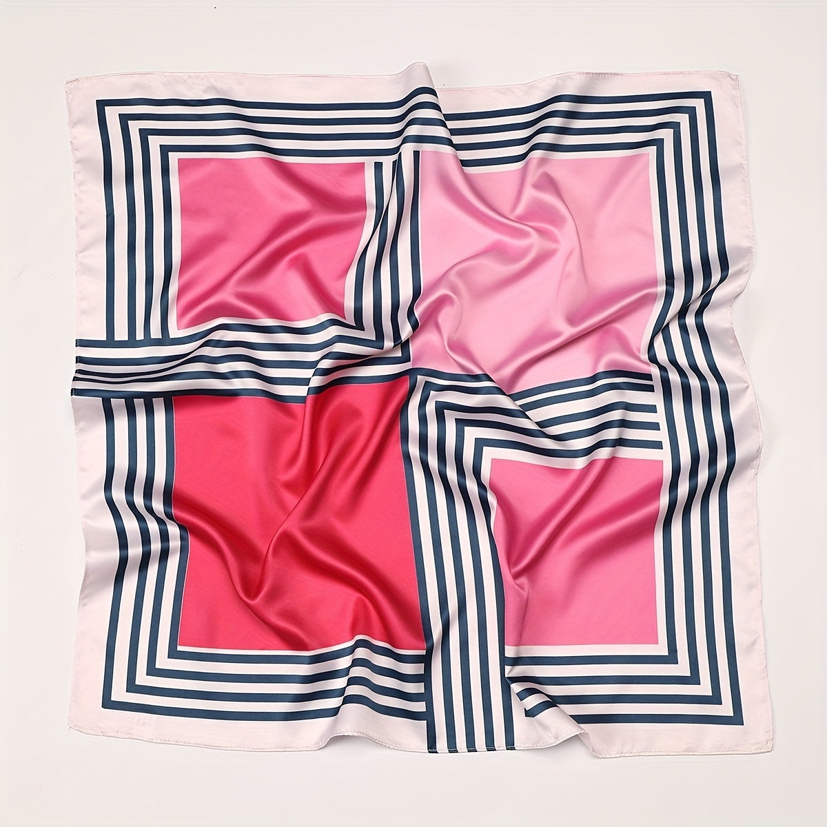 Geometric Block Bandana Striped Print Square Scarf Women Head Wrap