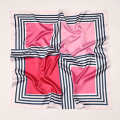 Geometric Block Bandana Striped Print Square Scarf Women Head Wrap