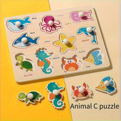 Wooden Shape Sorting Puzzle Board Animal & Object Matching Game