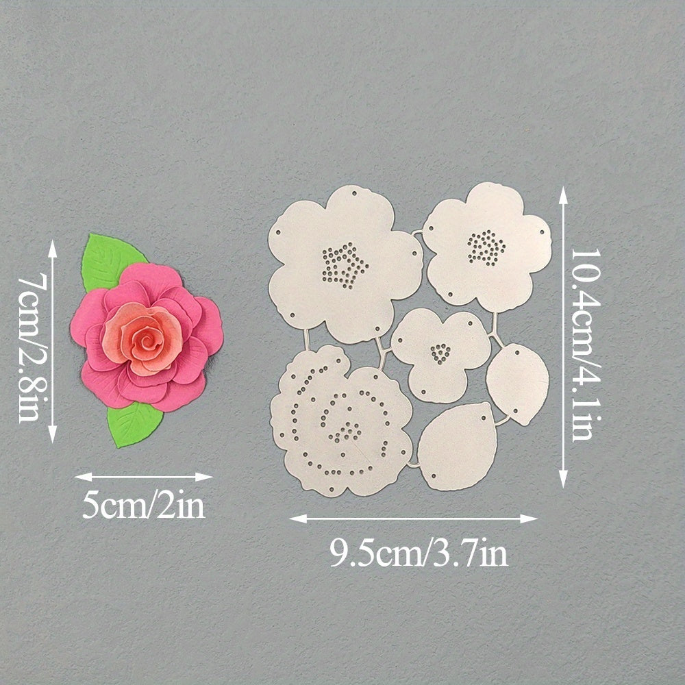 3D Flower Metal Cutting Dies Rose Flower Die Cuts Stencil for Card Making