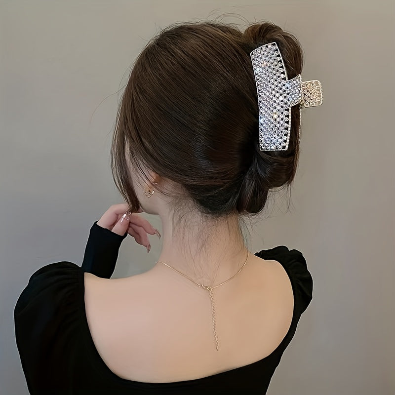 Zinc Alloy Silver Hair Clips 4 Inches Rhinestones Metal Hair Clips
